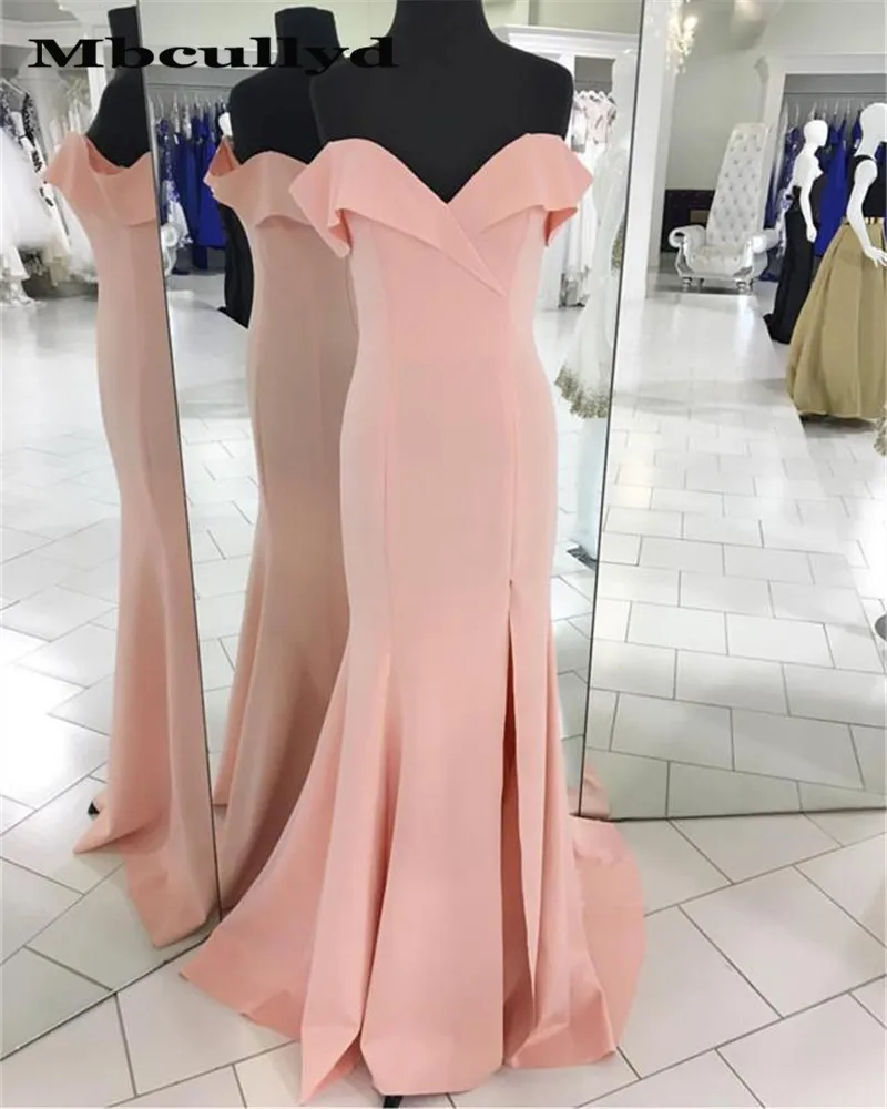 Elegant Cheap Pink Mermaid Bridesmaid Dresses For Women Wholesale Price 2023 Sexy Side Split Long Party Dress Formal Gowns