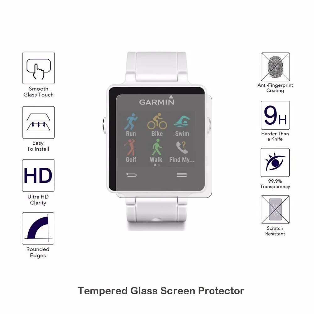 

9H Tempered Glass LCD Screen Protector Shield Film Cover for Garmin Vivoactive