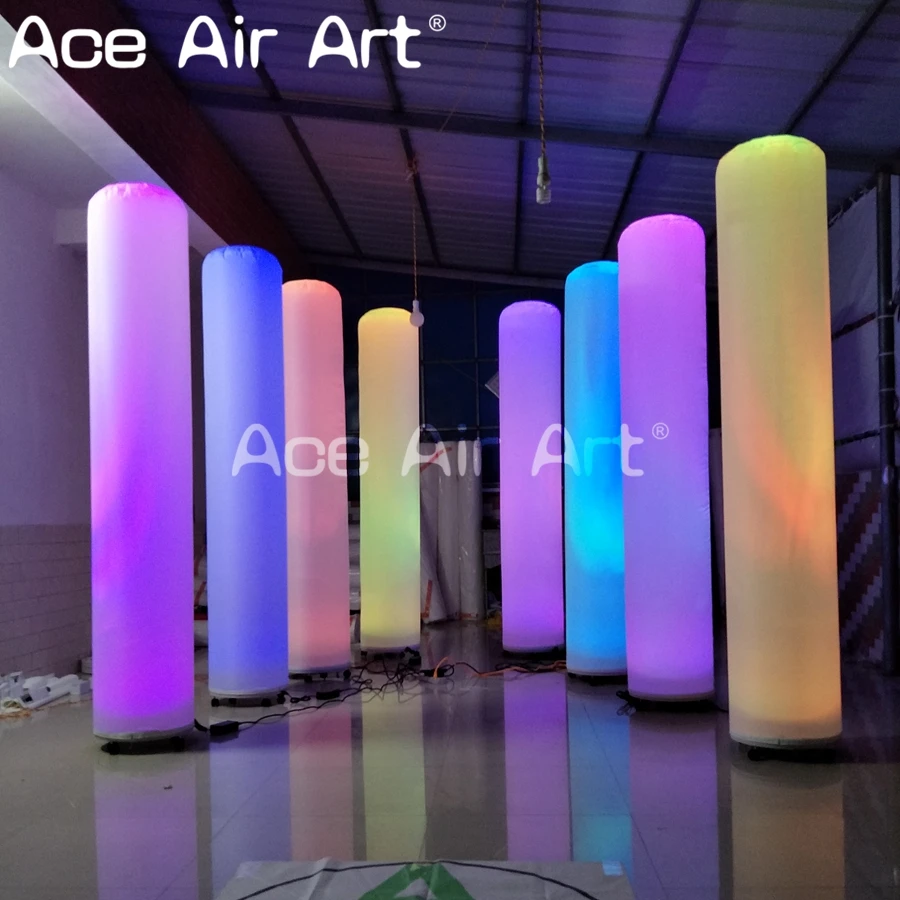 

2.2m H Light Up Attractive Colorful Air Pillar Inflatable Led Column Glowing for Wedding Party Stage Decoration