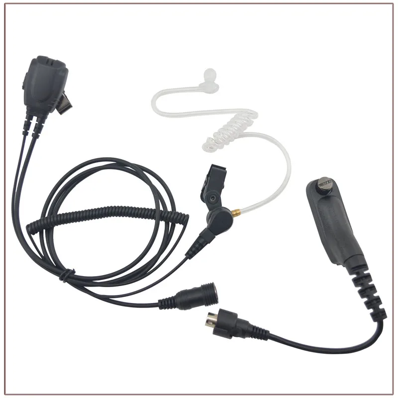 2-wire Air Acoustic Earpiece w/combined MIC & PTT and Mini Din plug 44-M7 for Motorola APX4000 XPR6300 DP4800 MTP6550 XIR P8200