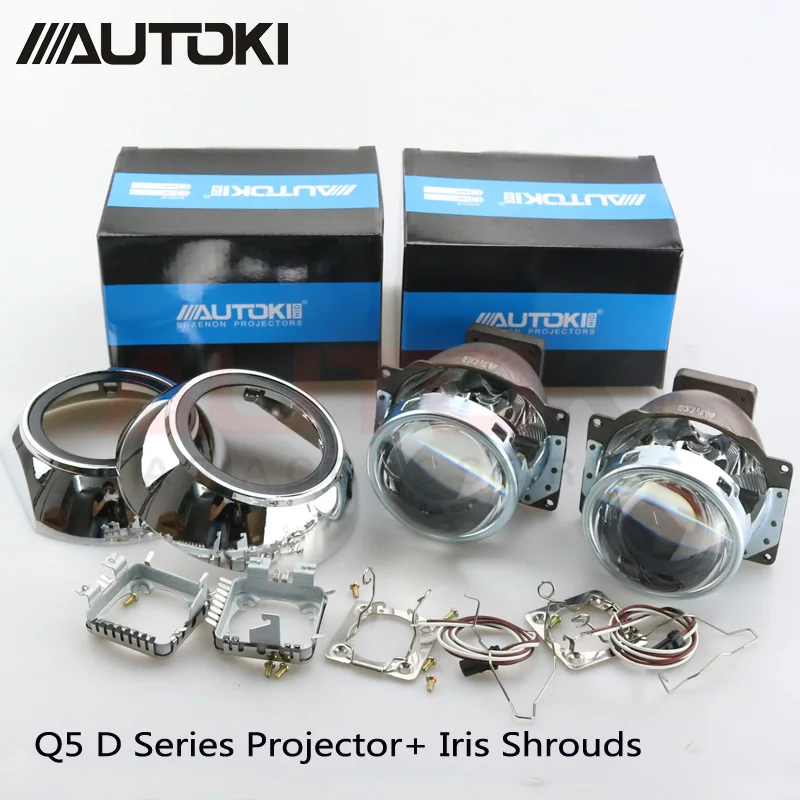 

Free Shipping Autoki Automobiles Koito Q5 Projector Lens for Headlight 3.0inch HID Bi xenon Lamp +Iris Shrouds, Use D1S D2S D3S