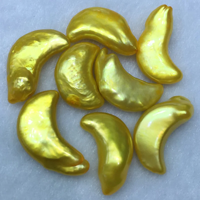 Wholesale AA+ 12-13mm Yellow Crescent Moon Shaped Loose Freshwater Pearl,10 pcs Per Lot,Sold by Lot