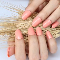 24pcs Hot new design beautiful delicate oval candy cute fake nails Orange N328 X