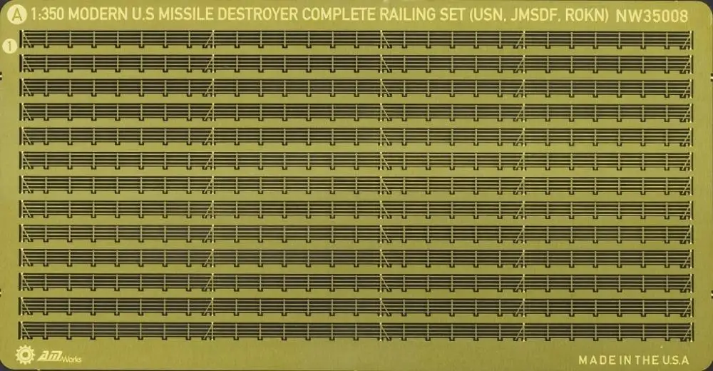 1/350 Scale Railing: Modern U.S surface vessels  ABC/SET Metal Model Precision Accessory