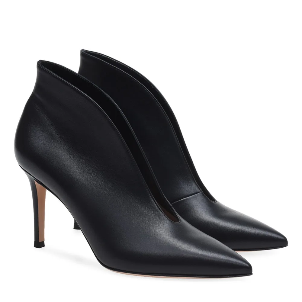 Nuovo autunno inverno scarpe a forma di V donna stivali Chelsea Sexy punta a punta 10cm tacchi alti sottili stivaletti donna 44 45 46