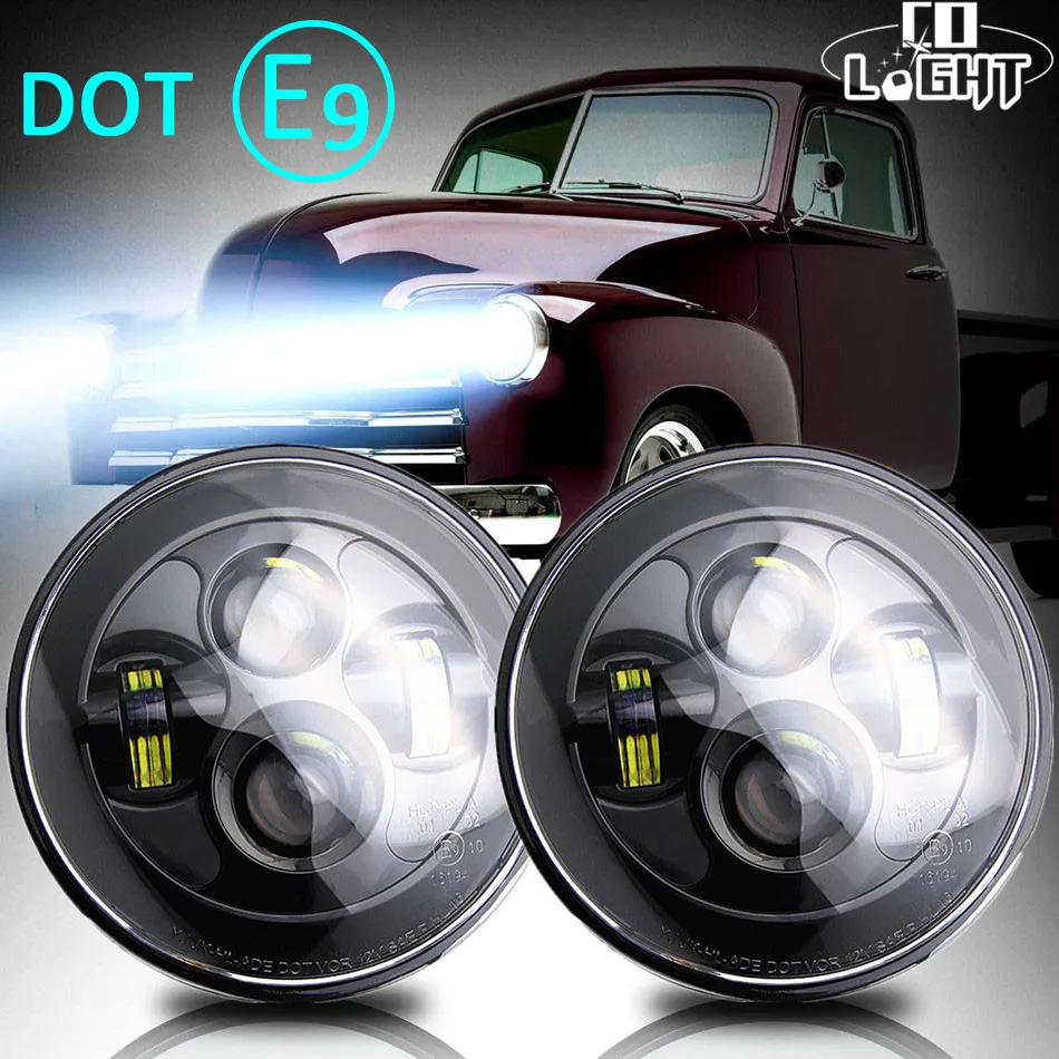 

CO LIGHT 7Inch Round Led Headlight 12V 24V Auto 50W 30W High-Low Beam DRL for Off Road Passat Niva Lada Car-styling