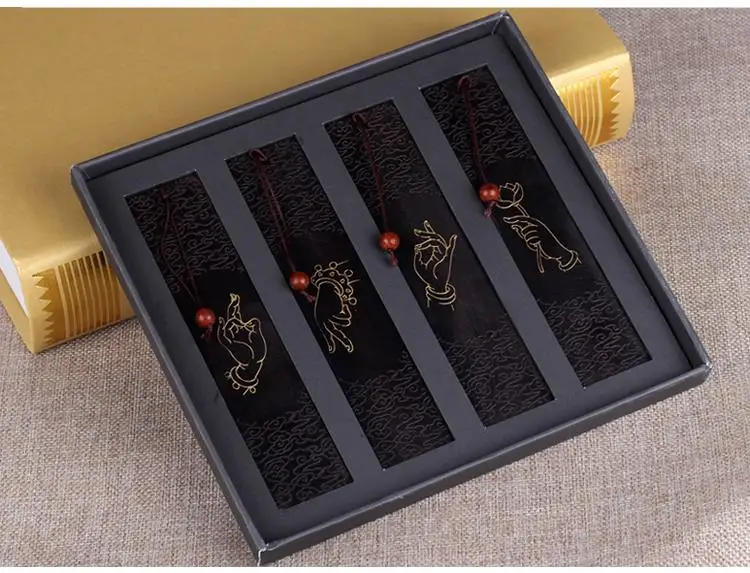 

TOP quality hand made rosewood chinese bookmark,bookmarks vintage design buddhism finger set book markers