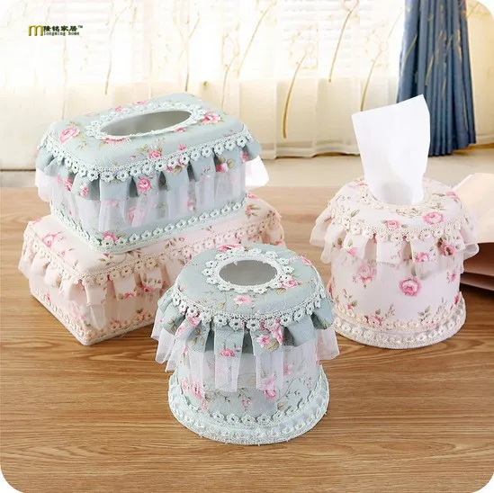 1PC European-style garden storage box lace romantic of household art car napkin paper tissue box sitting room cloth LF 001