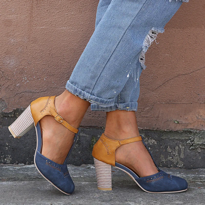 Women new fashion Platform Sandals Buckle High Heel Sandals Women Summer Shoes Square Heel Gladiator Sandals image 2