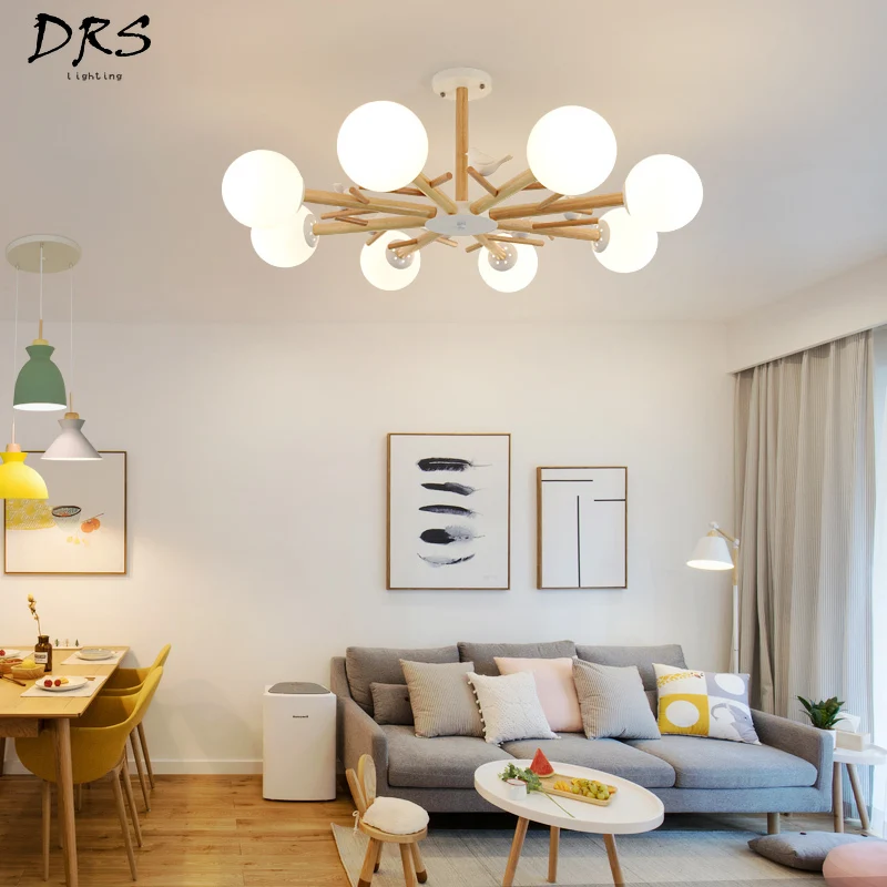 

Living Room Chandelier Led Fresh Birds Lamp Restaurant Lamp Solid Wood Nordic Style Bedroom Lighting Pendant LampFixtures Led