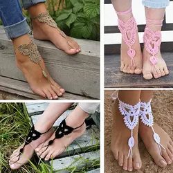 Hot Women Girl's Barefoot Anklet Crochet Cotton Ankle Chain Sandal Bracelet Foot Jewelry 6Y3J 7ELO BDWP