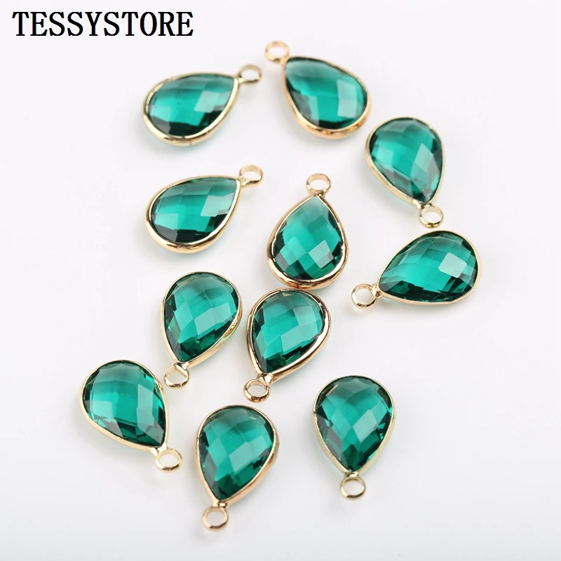 Fashion Glass Water Drop Shape Pendant Copper Quartz Gem Stone Crystal Pendant For Jewelry Making Necklace Bracelet Accessories