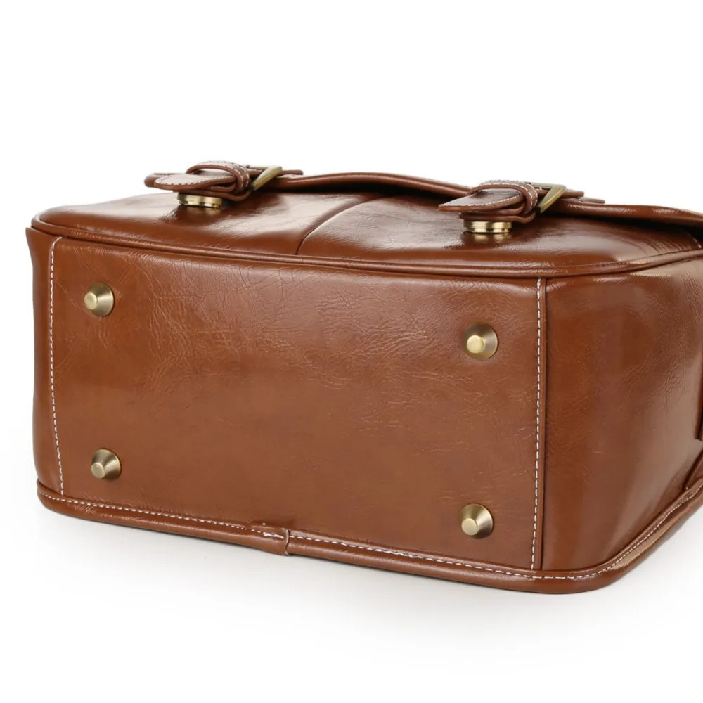 Bolsa de ombro dslr slr retrô, couro pu, à prova d'água, para câmera dv, nikon, canon, sony, casual, moda
