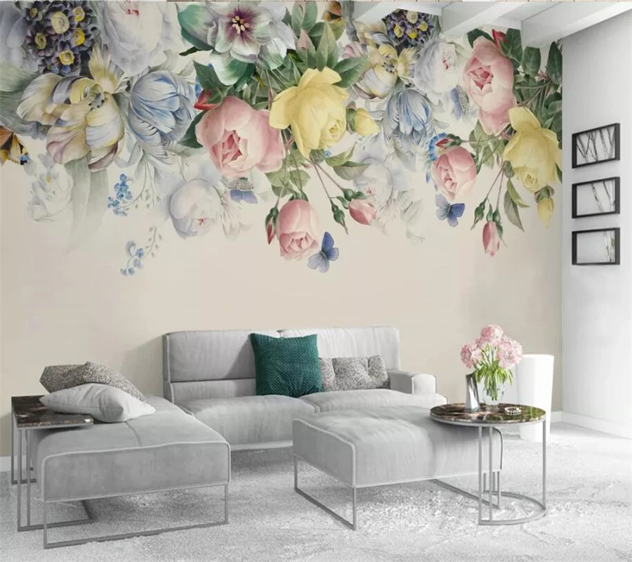 

Beibehang papel de parede Custom Wallpaper 3D New Chinese Hand drawn vintage rose TV Background Wall Living Room 3d wallpaper