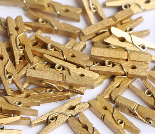 50PC Gold Silver Mini Wood Clip 2.5CM*0.3CM Wooden Environmental Small Clothespin Home Decoration Tools