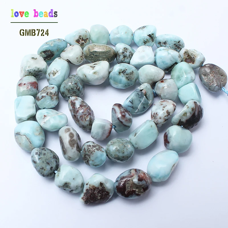 8-10mm irregular natural genuine larimar beads for jewelry making 15inches natural stone beads diy bracelet