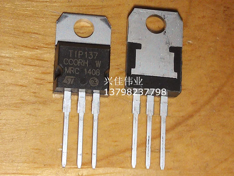 10PCS New TIP137 TO-220 100V / 8A / 70W PNP Darlington Power Transistor