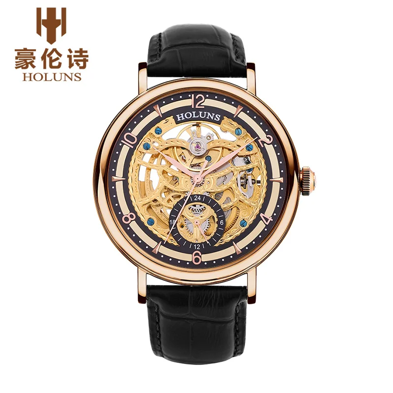 Originele Nieuwe Holuns Mannen Automatische Mechanische Sapphire Hollow Horloges Casual Waterdicht Heren Horloge Relojes Relogio Masculino