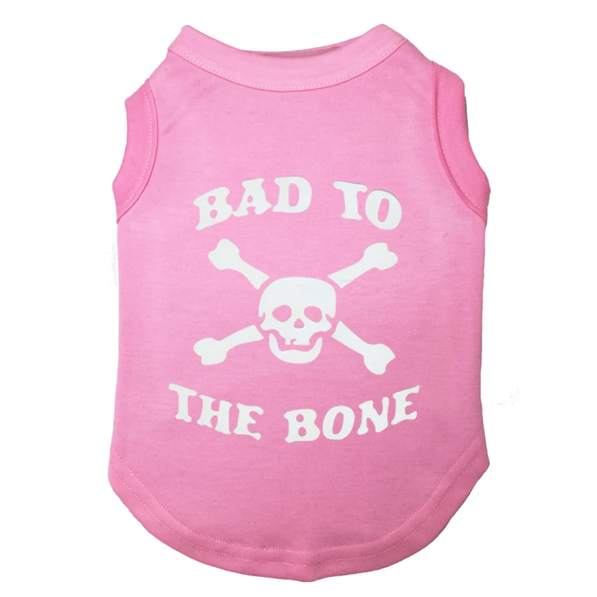 BAD TO THE BONE SKULL Printed T-Shirts Pet Puppy Clothes Shirts Tee Polyester Clothes Tank Tees Top for All Seasons Hot sale