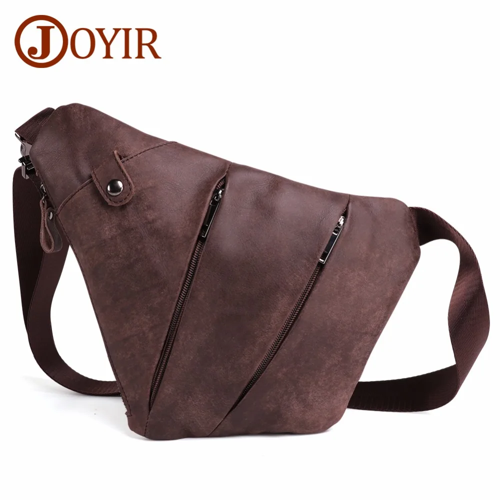 JOYIR-bandoleras de cuero genuino para hombre, bolsos de pecho de un solo hombro, cruzados, a la moda, de viaje corto