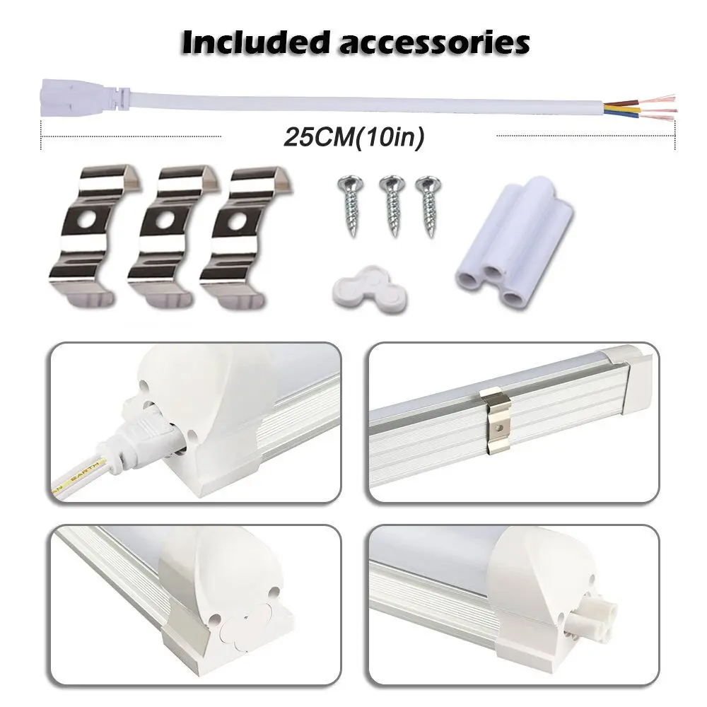 8ft Double Side 4 Rows 120W LED Tube Light Shop Light V-shaped Integrate T8 LED Tube integrated Cooler Door Stock In US