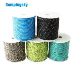 CAMPINGSKY Reflective Paracord 2mm 3 Strand Core Outdoor Camping Rope Parachute Cord Lanyard Tent Multifunction Corda