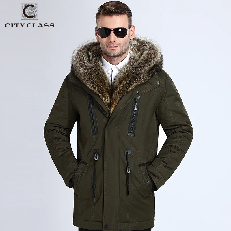 CITY CLASS Winter Men Jacket Thick Super Warm Parkas Camel Hairs Filling Raccoon Hood Delicate Fur Coat Parka Coatd for Male 839