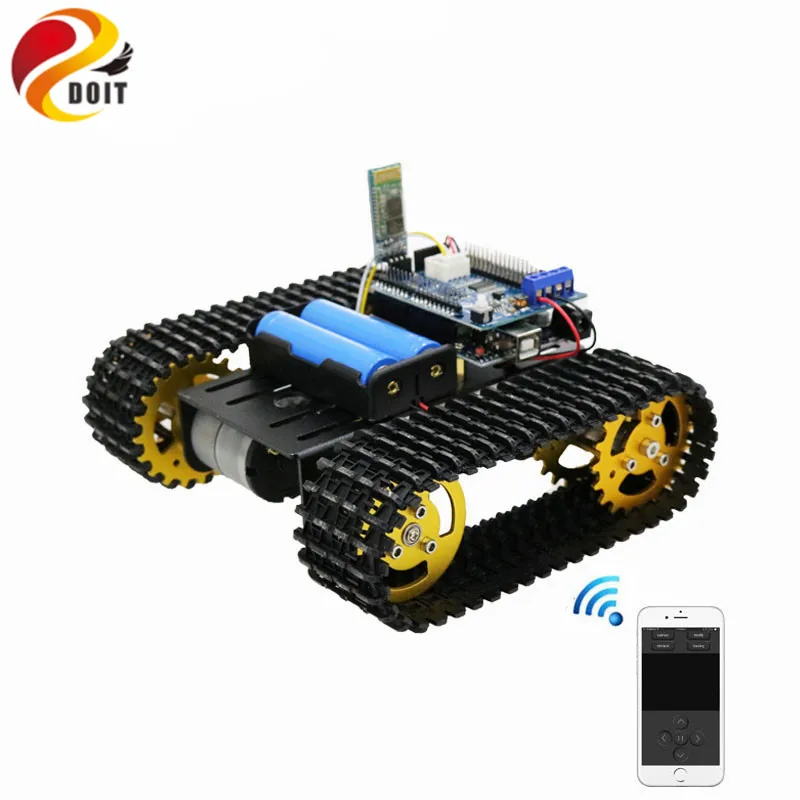 T101 Bluetooth/Handle/WiFi RC Control Robot Tank Chassis Car Kit with UNO R3 Development Board+ Motor Driver Board DIY Toy