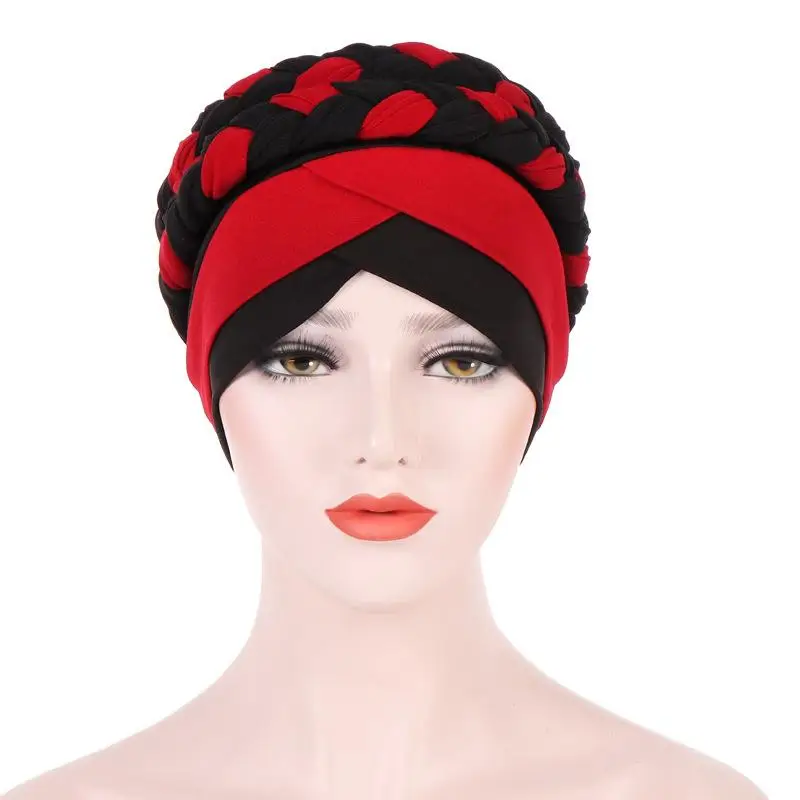 Fashion Women India Muslim Long Braid Headscarf Turbante Head Wrap Cover Beanies Cancer Chemo Cap Hat Hair Loss Bonnet Headwear