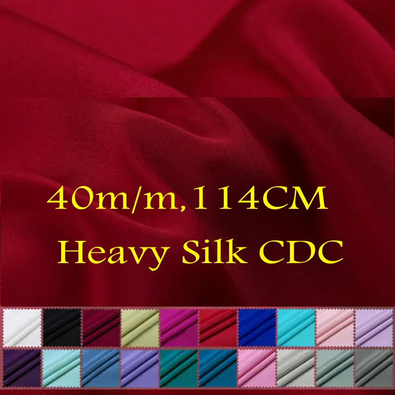 40M/M 114cm Muticolor Heavy Silk Crepe De Chine Fabric silk cdc  for  high quality silk dress H1CDC1