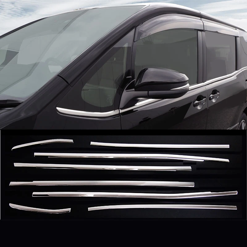 8PCS SUS304 Stainless Steel Window Trim Lower Car Styling Cover Accessories for Toyota NOAH/VOXY 2014-2017