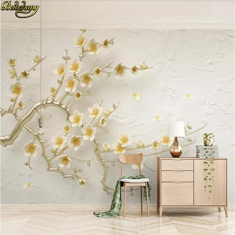 beibehang Custom wallpaper mural lemon yellow 3d flower embossed background wall papers home decor papel de parede 3d wallpaper