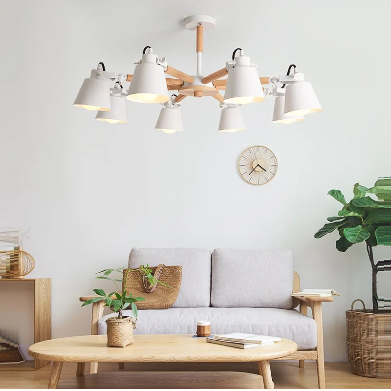 

New Arrive Nordic Chandelier E27 Modern Living Room chandeliers Suspension Lighting Fixtures Lam paras Wooden Chandelier light