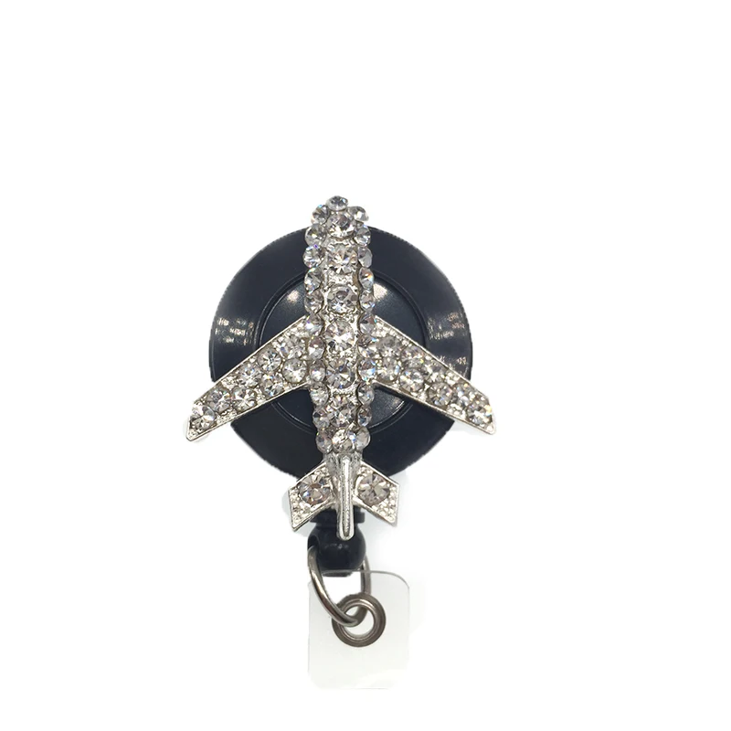 

Silver airplane Retractable ID Badge Reel