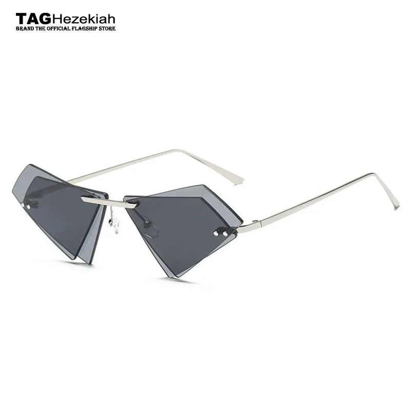 2024 New sunglasses personality frameless triangle fashion designer irregular double-layer sunglasses trendy sunglasses driving