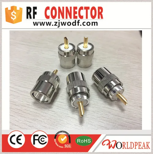 Free shipping 5pcs SO259 PL259 UHF male straight connector for RG213 RG8 LMR400 7DFB cable rf connector