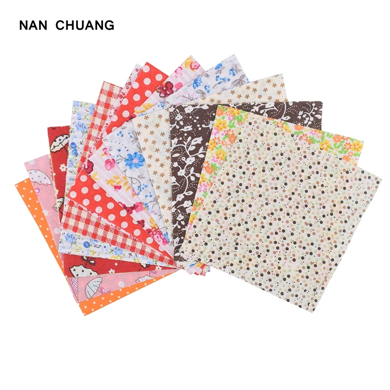 NanChuang Random Color Thin Cotton Fabric Printed Patchwork Bundle For Sewing Fat Scrapbooking Pattern 10x10cm 80Pieces/Lot