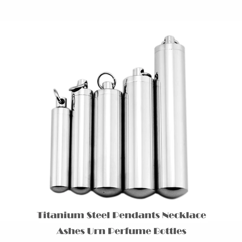 Stainless Steel Urn Keepsake Jewelry Cylinder Perfume Bottle Pendants Necklace Openable Put in Ashes Memorial Men Women 5 Sizes