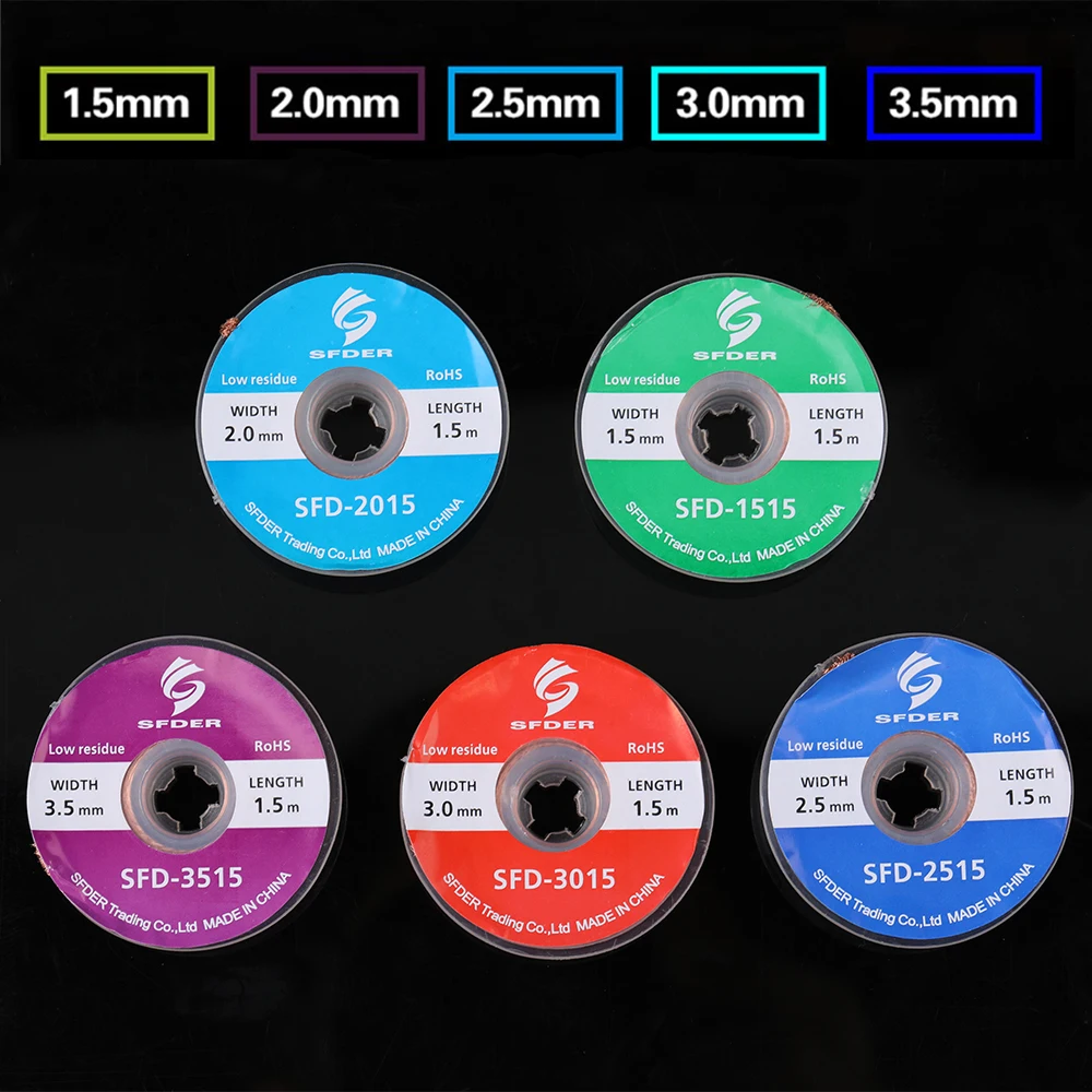 Desoldering Wire 1.5/2.0/2.5/3.0/3.5มม.ดีบุกดูด Desoldering Wick Solder Braid สำหรับ PCB ดีบุกลบเครื่องมือเชื่อม