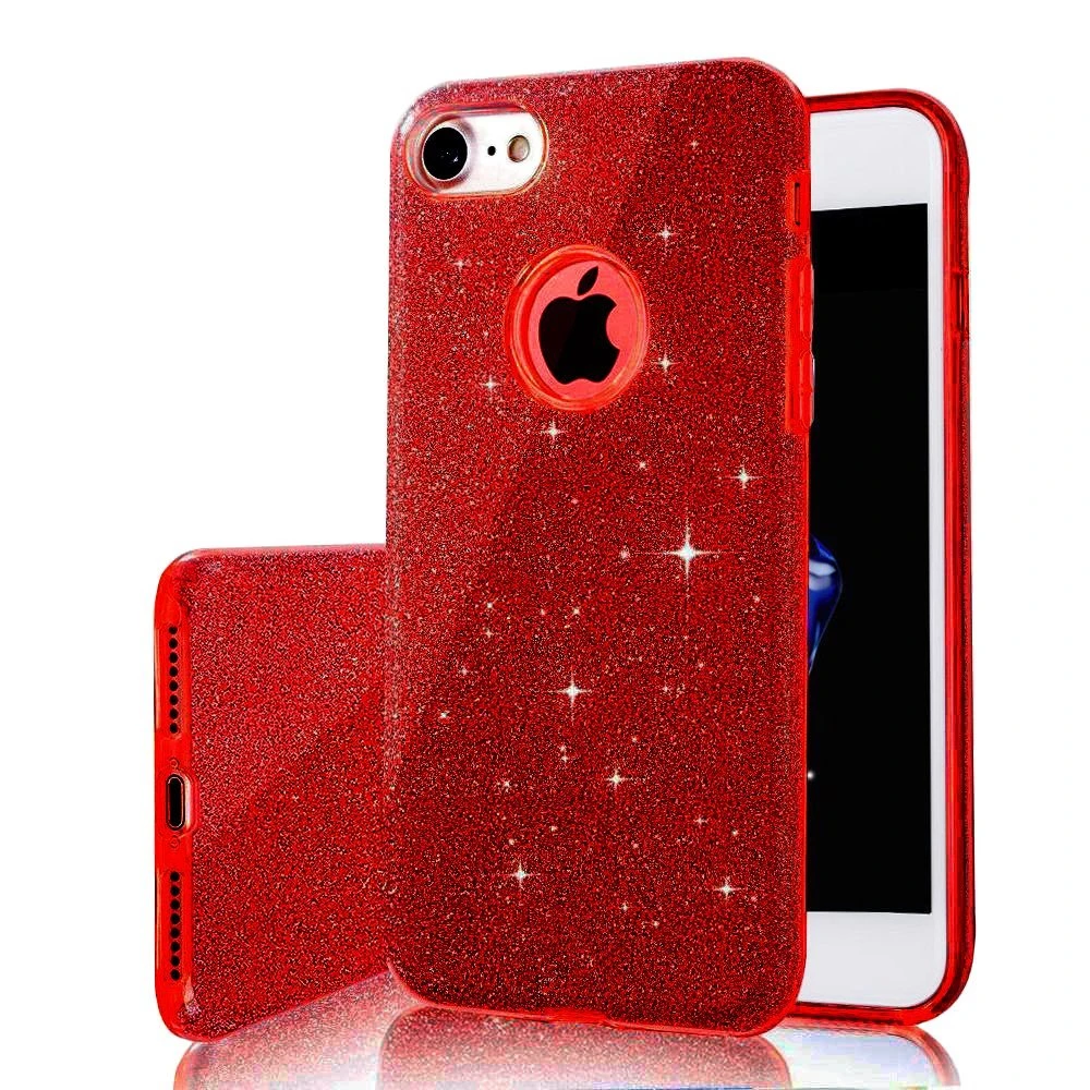 3 IN 1 Gradient Glitter Cover for iphone 14 13 12 11 Pro Max Mini X XR XS Max SE 7 8 Plus Case Clear PC+TPU Bling Coque Fundas