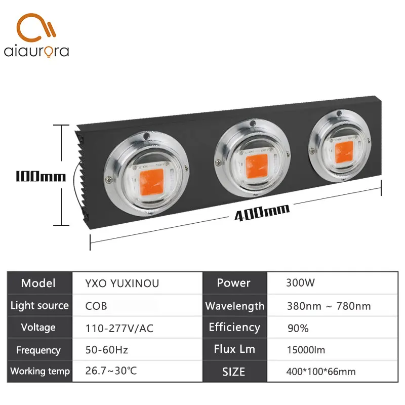 مصباح التنمية Led COB, LED طيف كامل 100W 200W 300W 400W، مصباح تنمو للخضروات والزهرة، ضوء نباتات الدفيئة المائية الداخلية