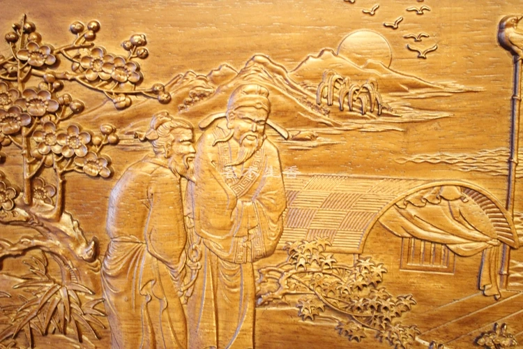 Dongyang classical wood carving Pendant boutique relief seat screen porch wall plaque screen to send Wang Lun special offer free