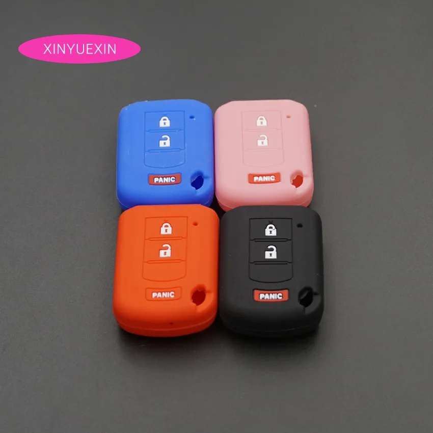 Xinyuexin for Mitsubishi Silicone Rubber Car Key Cover ASX Outlander Lancer EX Galant Pajero Key Case 3Button Car Styling