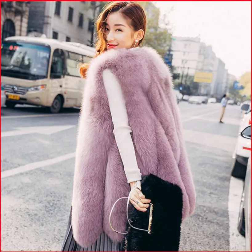 Newest 2023 Winter Fashion Women\'s Faux Fur Vest Faux Fur Coat Thicker Warm Fox Fur Vest Colete Feminino fashion S-4XL wj1180