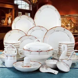 christmas Jingdezhen 60 bone china tableware sets, bowl plates, ceramic dishes, dish sets, Korean household gifts