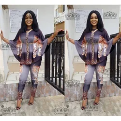 African Fashion Suit (Top and Trousers ) Super Party Plus Size For Women (TZBF02#LH)