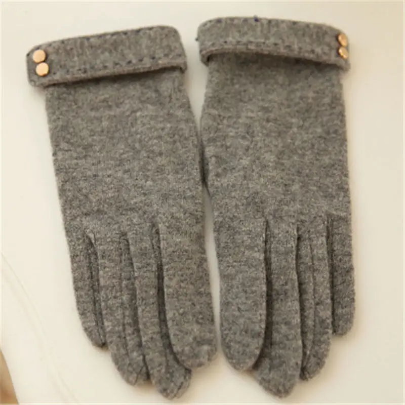 Autumn Winter Women Knitted Wool Gloves Touch Screen Leopard Solid Color Keep Warm Five Fingers Elegant Lady Glove T166