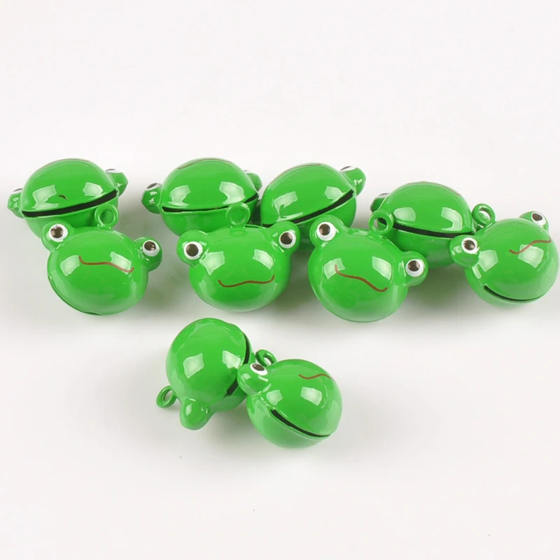 5pcs Frog Charms Cartoon Jingle Bells Christmas Decoration Gift Wholesale for Wind Bell making 21x19mm YKL0698X