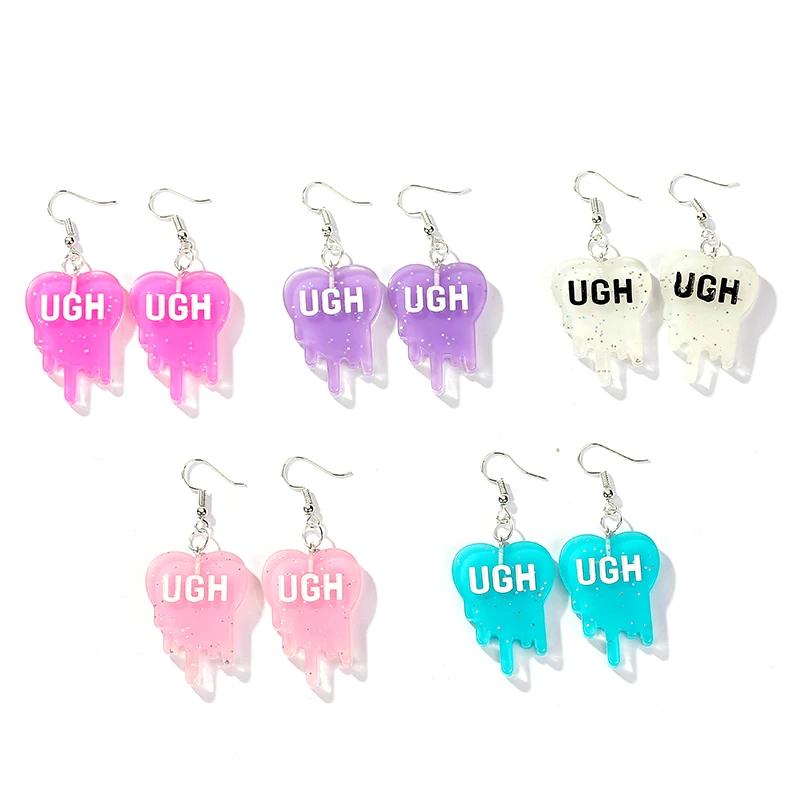 

1Pair UGH Plate Drop Earrings Twinkly Resin Fashion Craft for Birthday Gift Child Girls Teens Jewelry