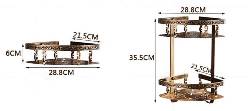 Parete bronzo Antico In Alluminio Intagliato mensola del bagno Porta Sapone Da Bagno Vasca Da Bagno Doccia Mensola da bagno shampoo Holder